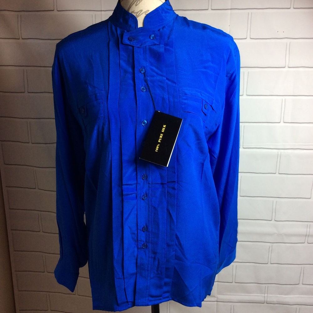 Bocci Women's Pure Silk Long Sleeve Blouse Size L